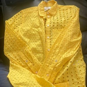 J. Crew yellow eyelet button down in classic fit